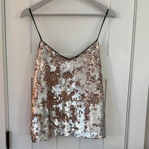 1.STATE Silver & Gold Sequin Camisole Tank Top Size M